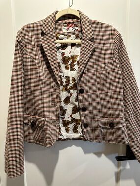 Ben Sherman Brown Plaid Jacket with Floral Lining